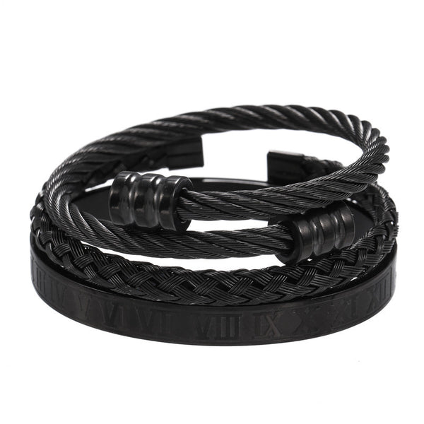 Pulsera de Acero Titanio Estilo Punk con Diseño Romano - Image 7
