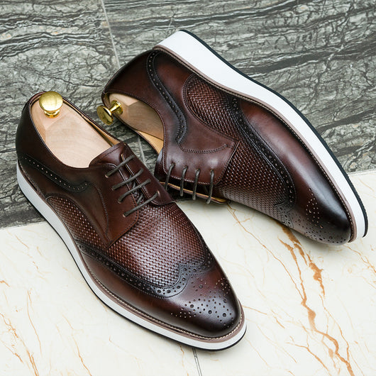 Zapatos Derby Tejidos Punta Fina - Calzado Casual de Cuero para Hombre - Image 22