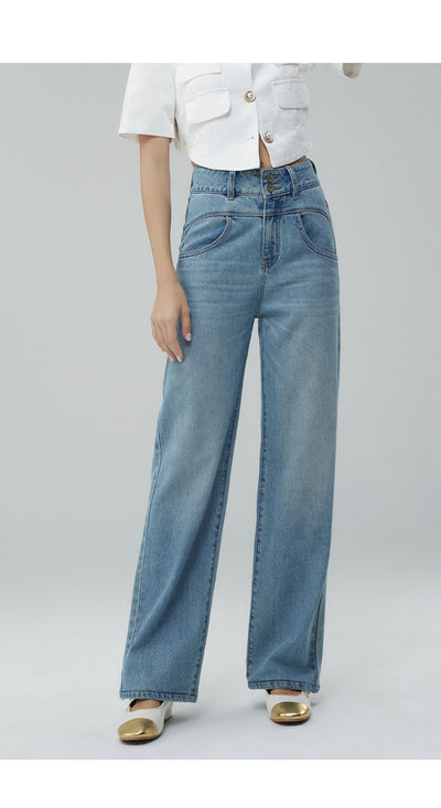 Pantalones Anchos Cintura Alta Estilo Retro con Detalles Rotos para Mujer - Image 18