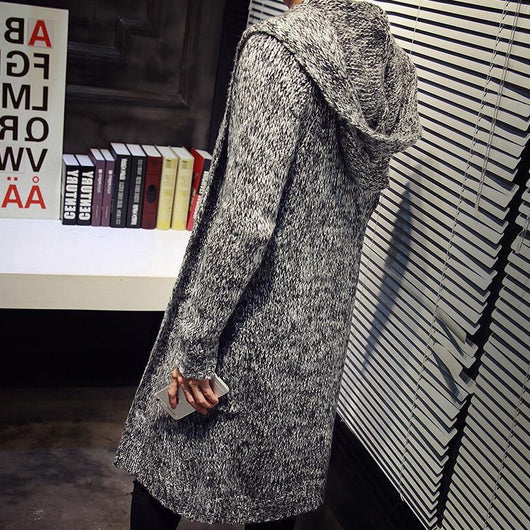 Cardigan Suelto de Mohair con Capucha para Hombre - Suéter Tejido Oversized con Bolsillos - Image 12