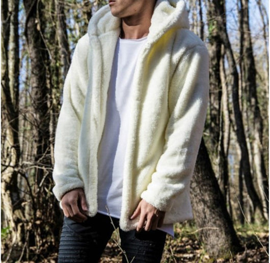 Chaqueta Hoodie Polar Cálida para Hombre - Diseño Liso Versátil - Image 8