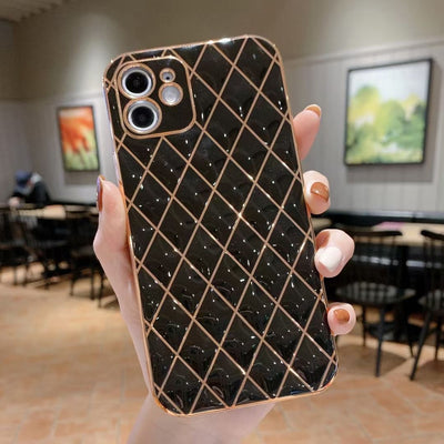 Funda para Celular de Piel de Cordero con Patrón Diamantado - Protección Resistente a Caídas