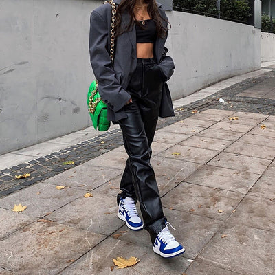 Pantalones Motociclista PU Estilo Urbano con Temperamento - Image 11