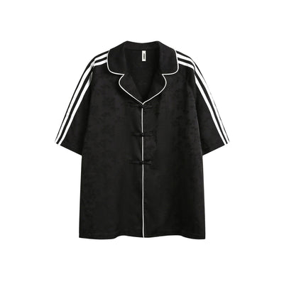 Camisa Casual de Rayas Negras para Hombre con Cuello Solapa - Image 6