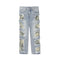 Men's Camouflage Straight Leg Patch & Ripped Frayed Hem Pants