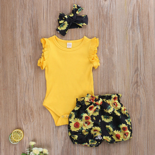Conjunto de Verano para Recién Nacido con Manga Corta y Diadema - Image 5