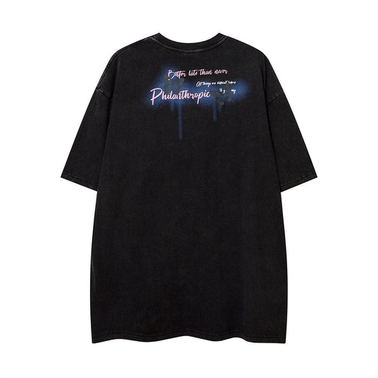 Camiseta Manga Corta Estampado Graffiti Relajado para Hombre - Image 2