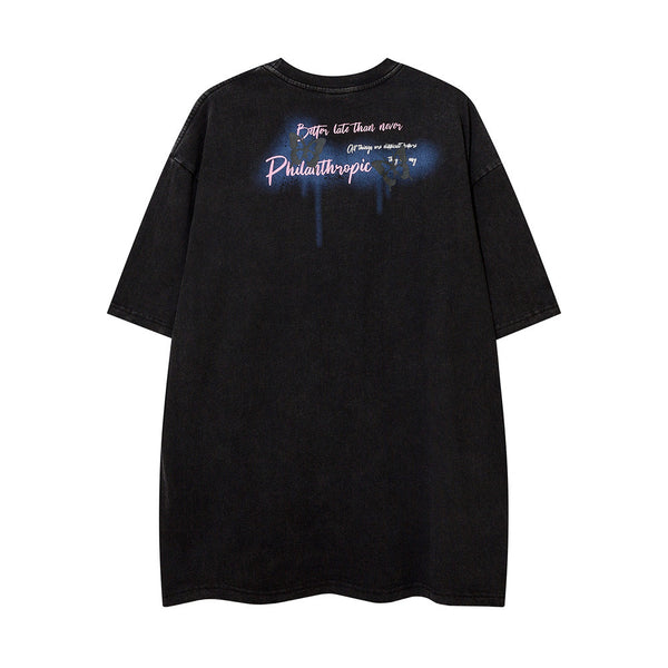 Camiseta Manga Corta Estampado Graffiti Relajado para Hombre