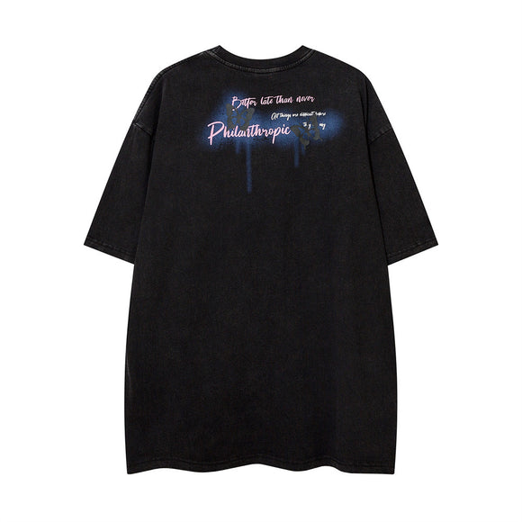 Camiseta Manga Corta Estampado Graffiti Relajado para Hombre