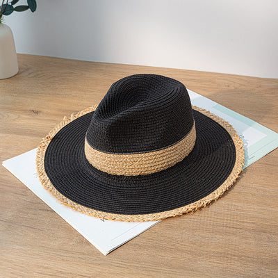 Sombrero de Paja Retro con Combinación de Colores y Protección Solar - Image 14