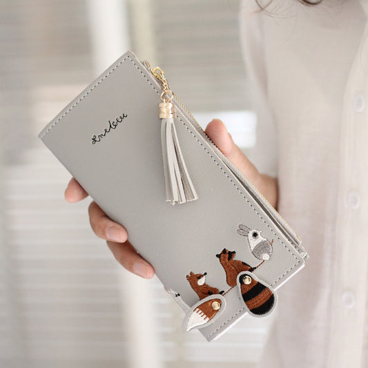 Billetera Delgada para Mujer con Diseño Kawaii - Cartera Compacta de Cuero