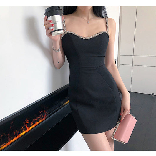 Falda Corta de Cadera con Strass Negro y Bolsa Integrada - Image 9