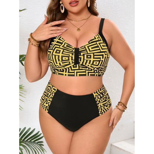 Bikini Cintura Alta con Diseño Cuadriculado - Traje de Baño Fashion - Image 3