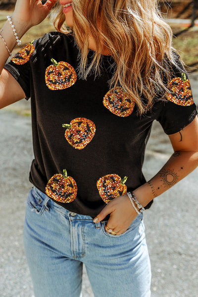 Blusa Suelta Halloween con Lentejuelas y Costuras Decorativas - Image 8