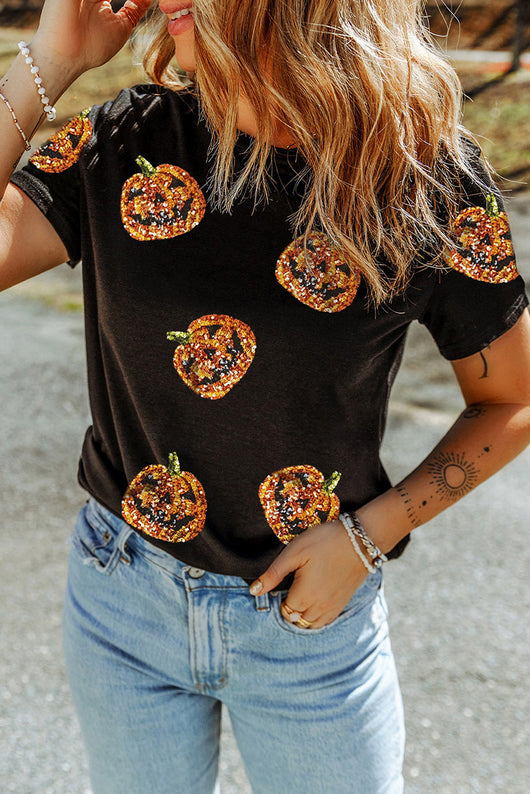 Blusa Suelta Halloween con Lentejuelas y Costuras Decorativas - Image 8