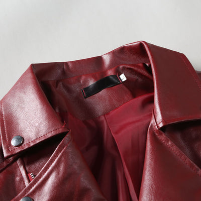 Chaqueta de Cuero Ajustada con Solapa - Image 10