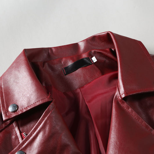 Chaqueta de Cuero Ajustada con Solapa - Image 10