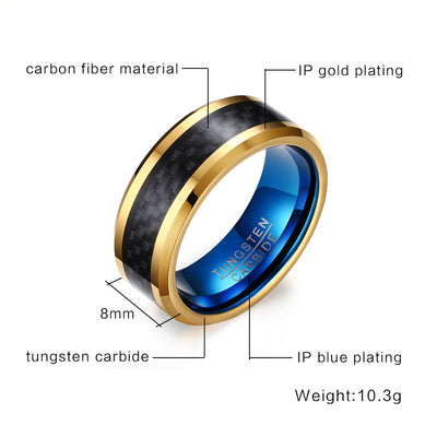 Anillo de Acero Tungsteno con Fibra de Carbono 8MM - Image 11