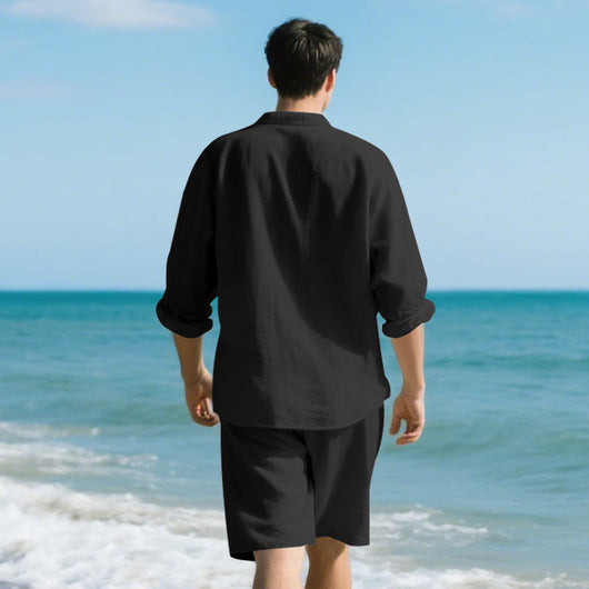 Conjunto de Playa: Camisa Manga Larga y Shorts Casuales - Image 28
