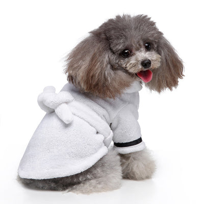 Bata Absorbente para Mascotas - Toalla de Algodón Premium Blanco y Coral