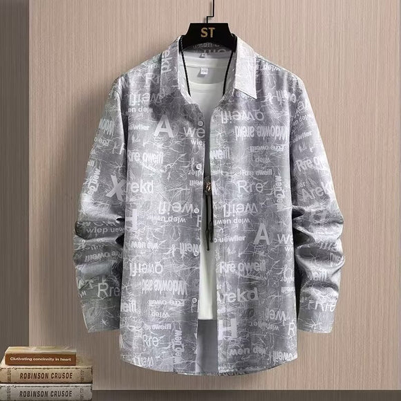 Camisa Manga Larga Hombre Estilo Senior - Diseño Urbano con Estampado de Letras