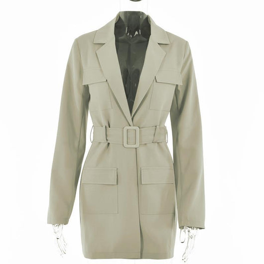 Blazer Largo de Talla Grande con Solapa y Manga Larga - Image 5