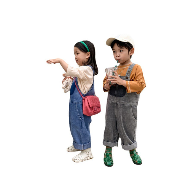 Overoles Denim Estilo Coreano para Niños y Niñas Primavera