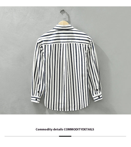 Camisa Suelta a Rayas Remodelada para Hombre Joven - Image 9
