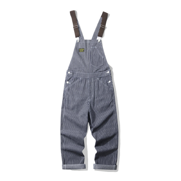 Pantalón de Trabajo Tipo Peto Canvas a Rayas para Leñador y Ferrocarril