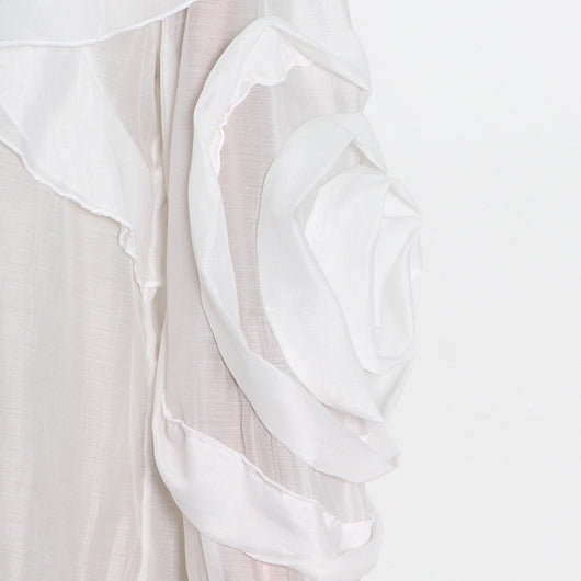 Blusa Organza Color Sólido con Cuello Solapa y Volantes - Image 24