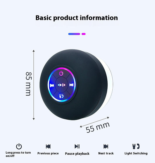 Parlante Bluetooth Impermeable con Ventosa Extragrande y Luz LED - Image 12