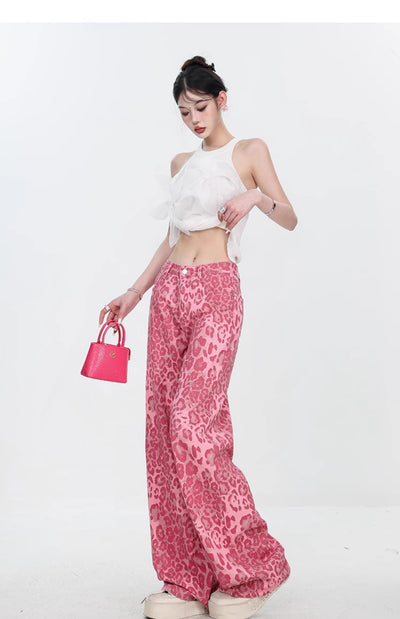 Pantalones Jeans Mujer Estampado Leopardo Corte Recto Holgado - Image 18