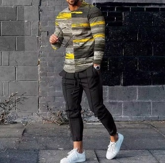 Traje Étnico Estampado de Manga Larga para Hombre - Image 24