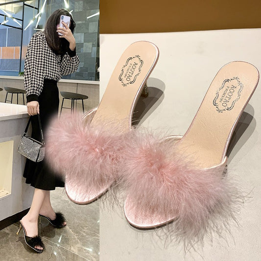 Pantuflas de Tacón Alto para Mujer con Diseño Elegante y Plataforma Suave