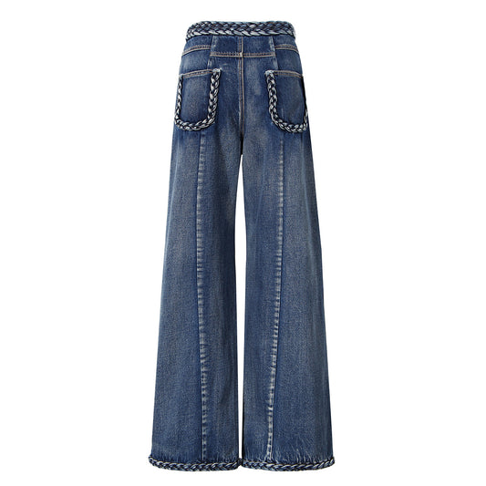Pantalones de Mezclilla Acampanados Tejidos a Mano para Mujer - Image 2