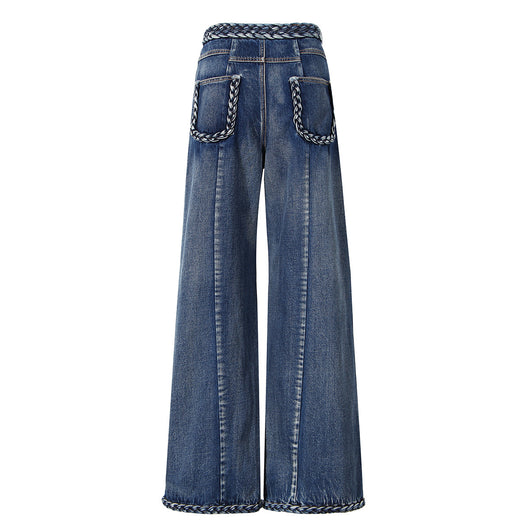Pantalones de Mezclilla Acampanados Tejidos a Mano para Mujer - Image 2