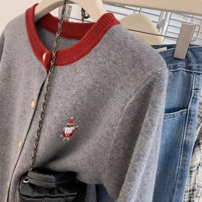 Suéter Base Navideño Rojo en Cashmere Tejido para Invierno - Image 4