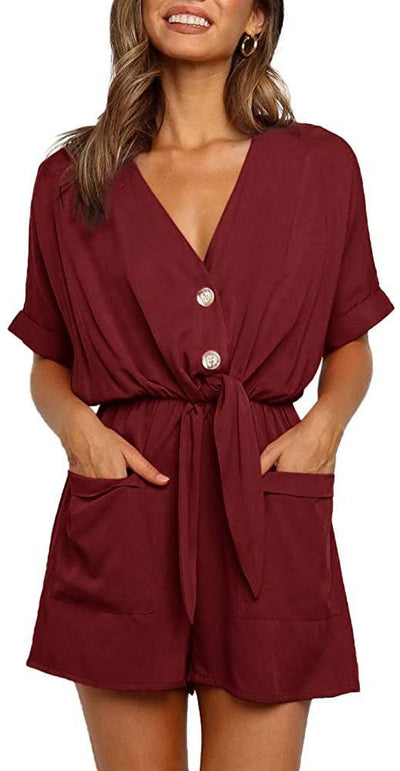 Jumpsuit Suelto de Cuello en V con Cordones para Mujer - Image 5