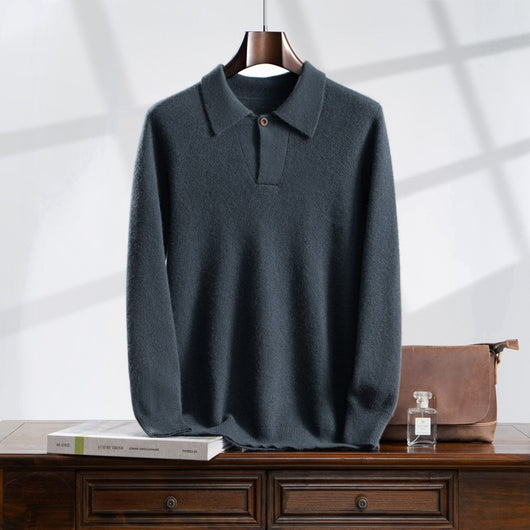 Suéter Tejido Suelto con Solapa para Hombre - Estilo Casual Moderno - Image 2