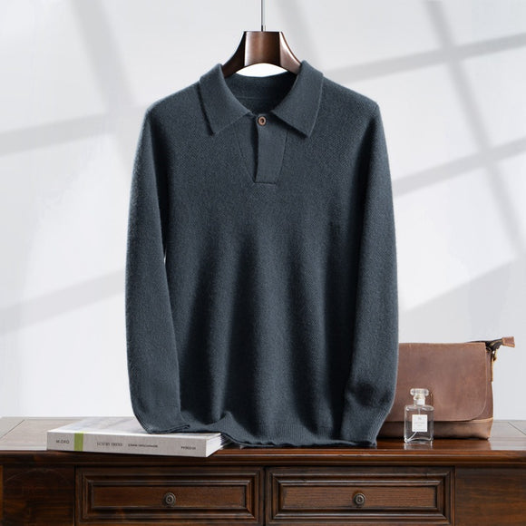 Suéter Tejido Suelto con Solapa para Hombre - Estilo Casual Moderno
