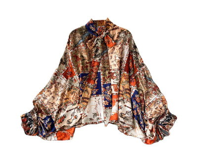 Blusa Retro con Moño y Estampado Floral - Image 4