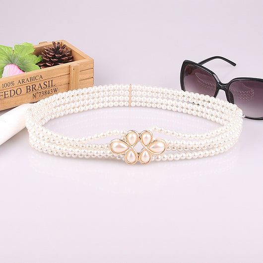 Cadena de Cintura con Flores y Perlas de Diamante - Accesorio Versátil