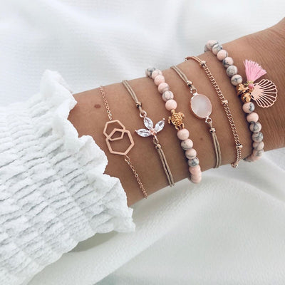 Pulsera de 6 Piezas con Gema Tortuga y Gota de Agua - Image 12