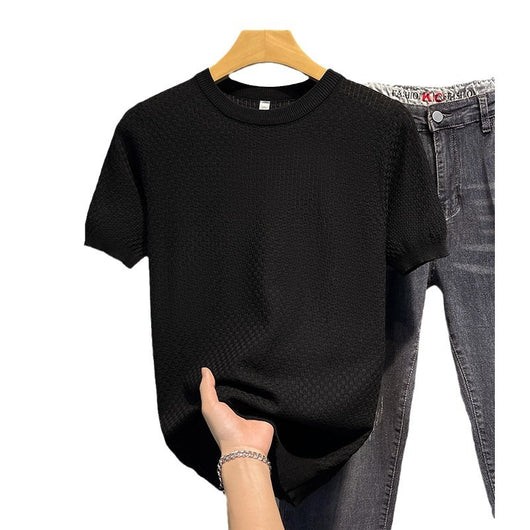 Camiseta Básica Entallada de Color Sólido para Hombre - Image 12