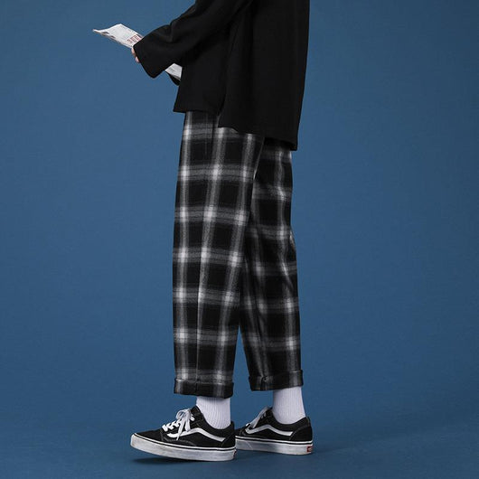 Pantalones Casuales de Cuadros para Hombre con Corte Recto y Cintura Suelta - Image 6