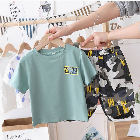 Conjunto de Verano Infantil Camuflado - Short y Playera para Niños y Niñas