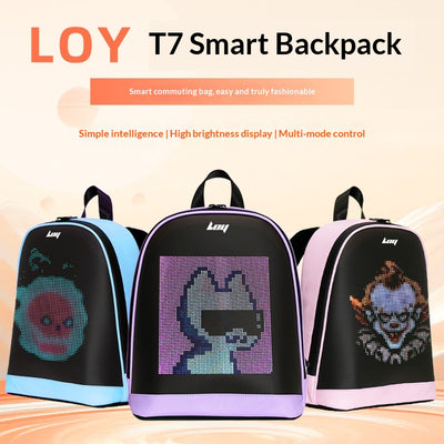 Mochila Inteligente LED Impermeable con Pantalla Luminosa