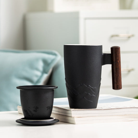 Taza Térmica de Cerámica Esmerilada con Separador de Té y Tapa - Image 11