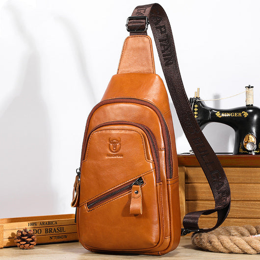 Bolsa Cruzada de Cuero Genuino Bull Captain - Gran Capacidad para Hombre - Image 14