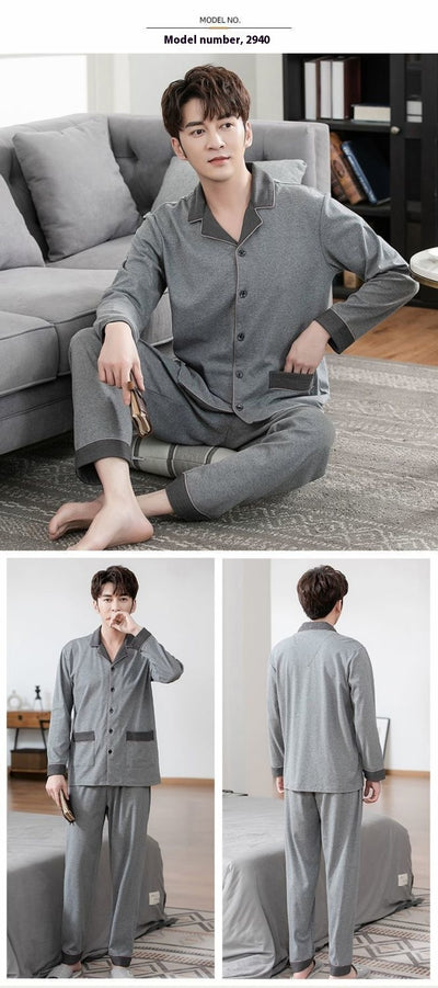 Pijama Hombre Algodón Ligero - Conjunto Cómodo para Casa Otoño Invierno - Image 32